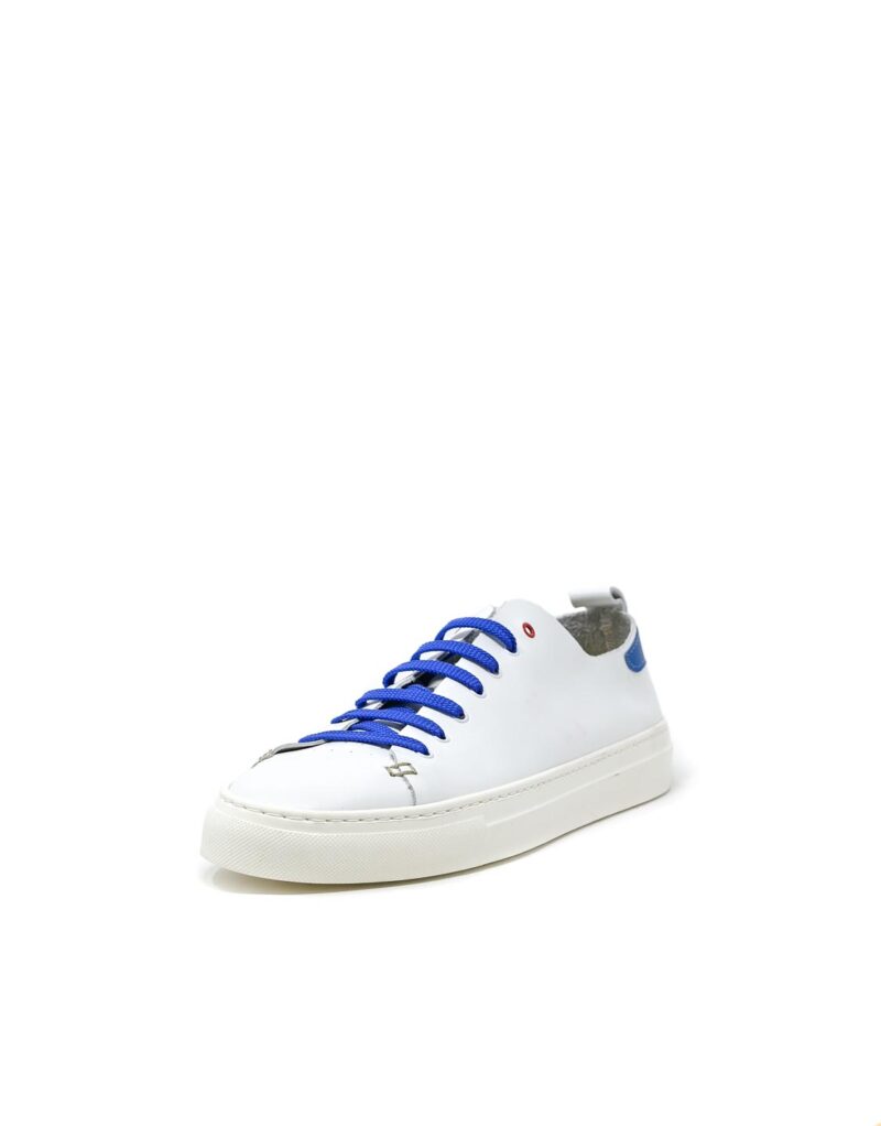 sneaker Piuma in pelle bianca e inserti blu-5526