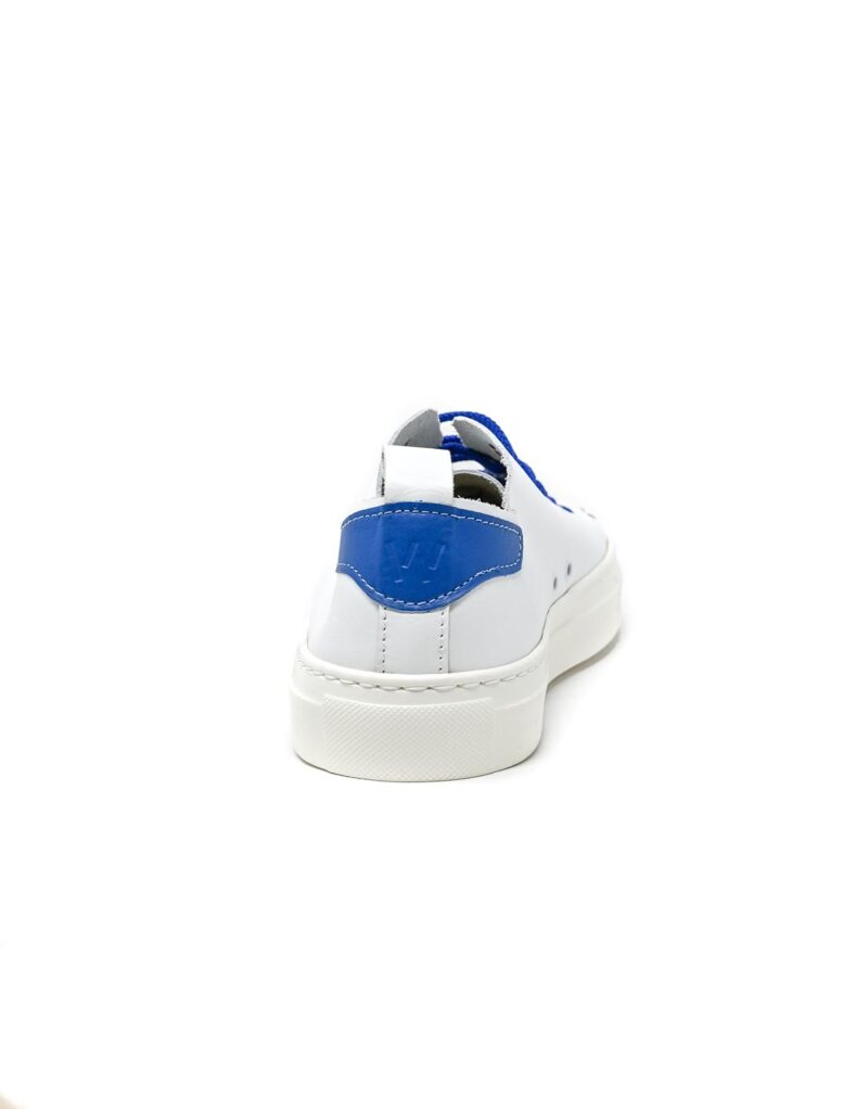 sneaker Piuma in pelle bianca e inserti blu-5528